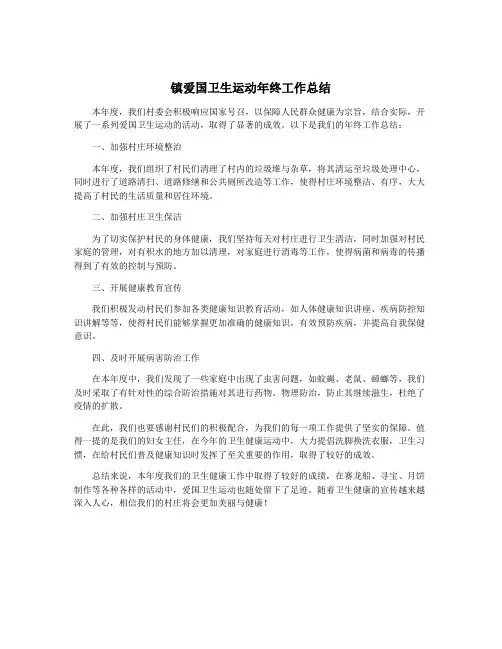 镇爱国卫生运动年终工作总结