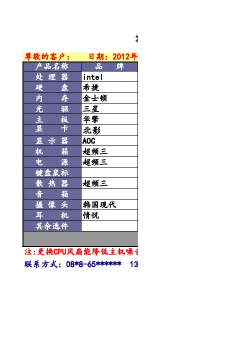 电脑配置销售单_模板