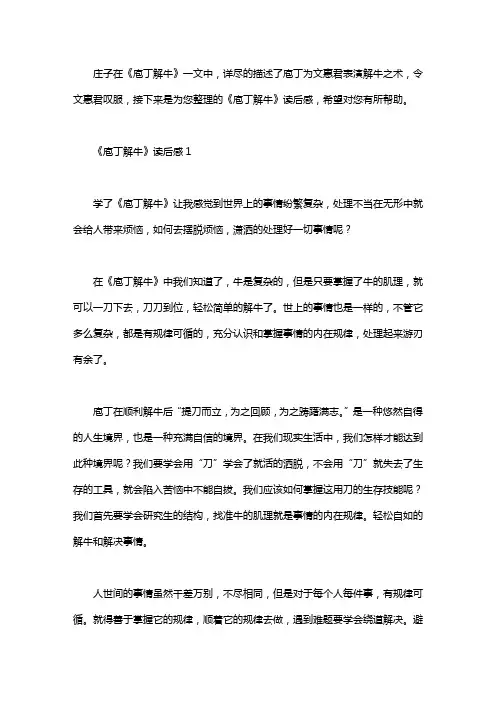 《庖丁解牛》读后感