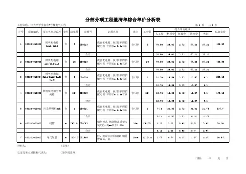 综合单价表电气工程