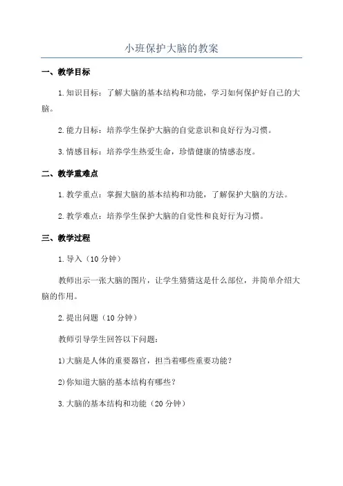 小班保护大脑的教案