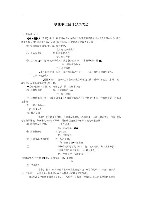 事业单位会计分录大全