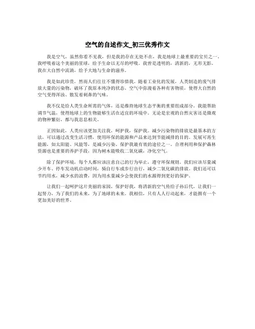 空气的自述作文_初三优秀作文