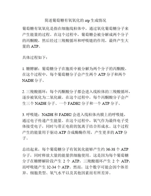 简述葡萄糖有氧氧化的atp生成情况