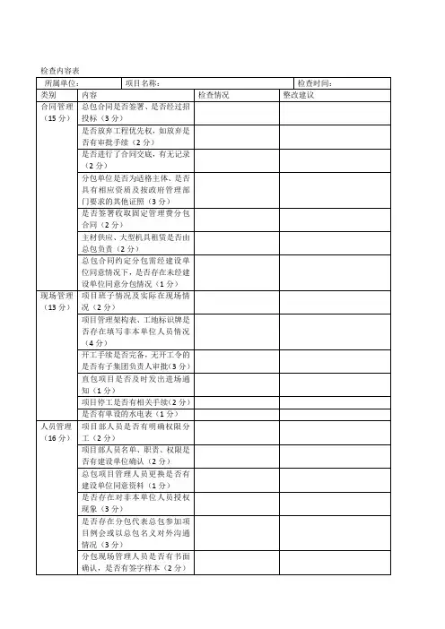 项目风险检查