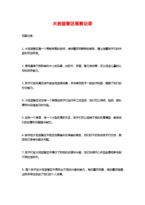 大班益智区观察记录