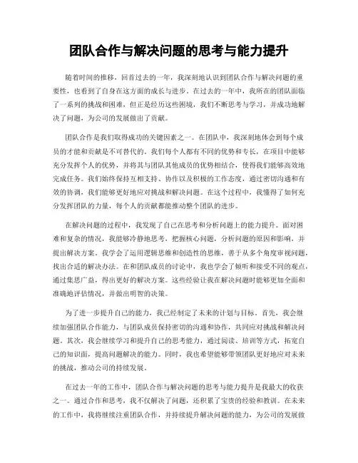 团队合作与解决问题的思考与能力提升