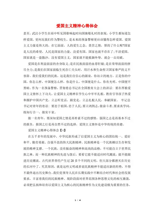 爱国主义精神心得体会