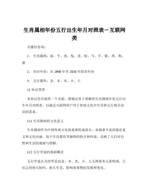 生肖属相年份五行出生年月对照表-互联网类