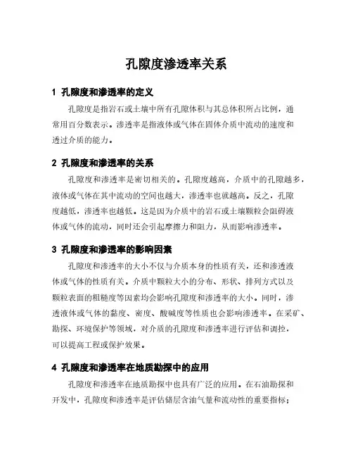 孔隙度渗透率关系