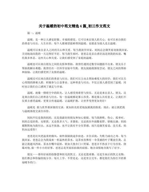 关于温暖的初中范文精选4篇_初三作文范文