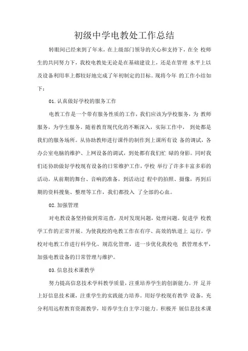 初级中学电教处工作总结