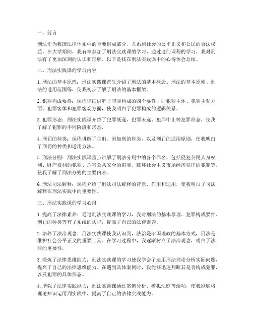 刑法实践课心得体会总结