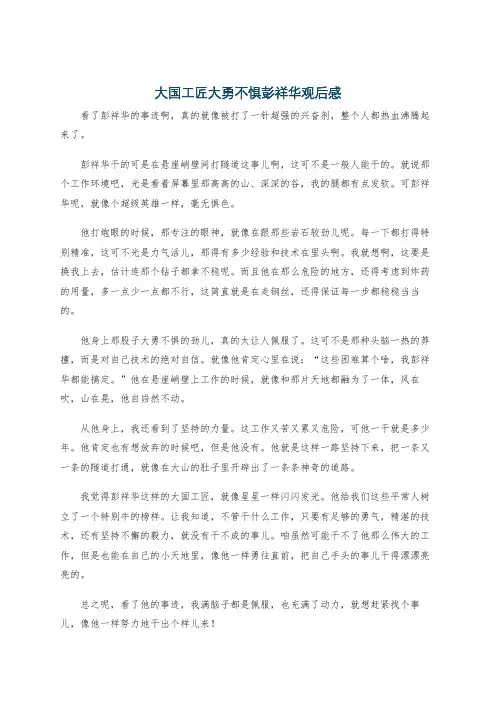 大国工匠大勇不惧彭祥华观后感