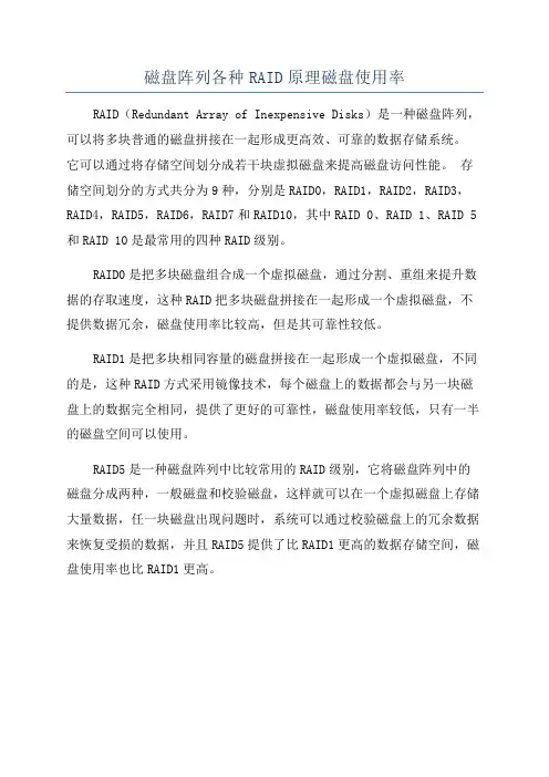 磁盘阵列各种RAID原理磁盘使用率