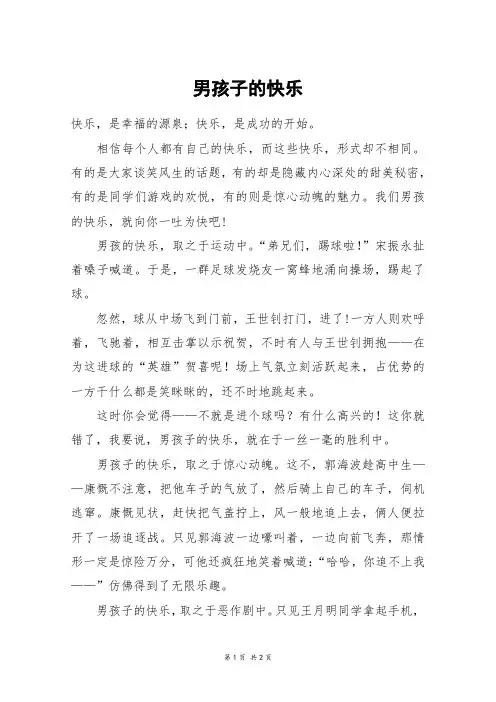 男孩子的快乐_高一作文