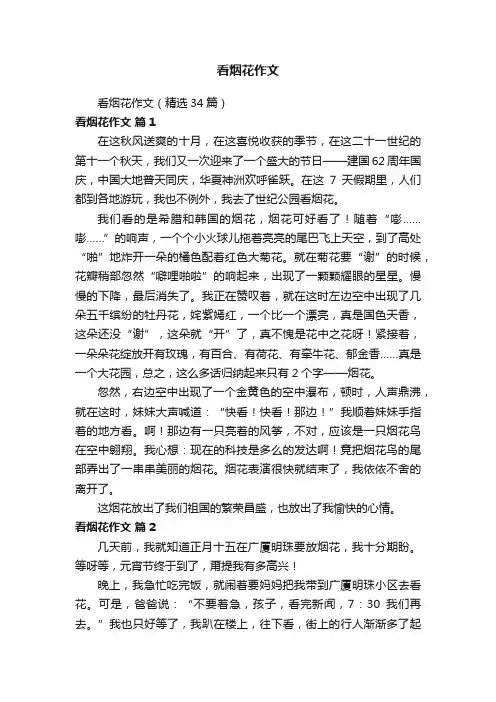 看烟花作文（精选34篇）