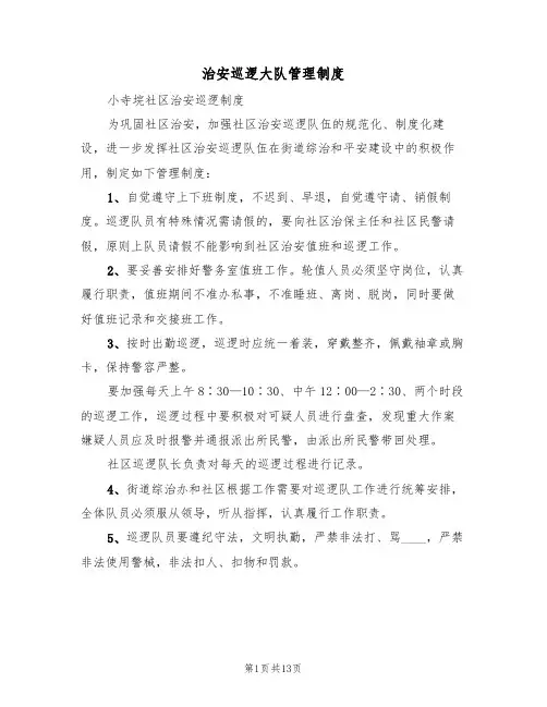 治安巡逻大队管理制度(6篇)