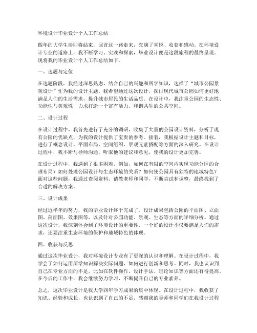 环境设计毕业设计个人工作总结