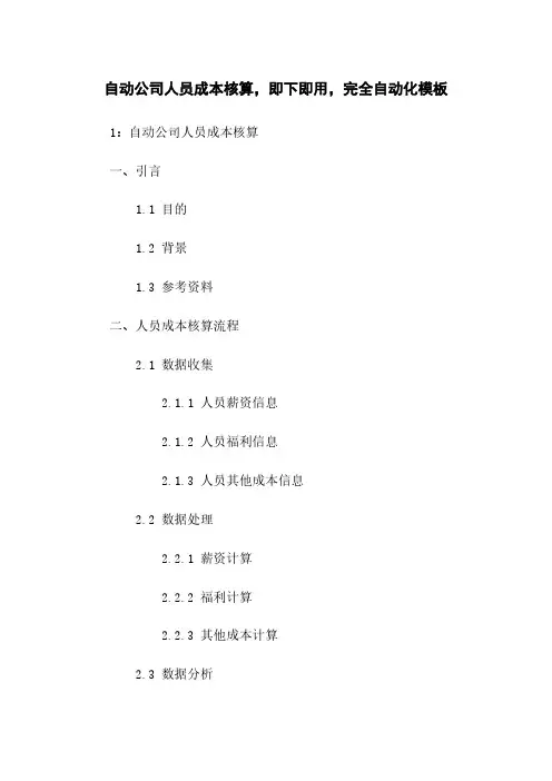 自动生成公司人员成本核算,即下即用,完全自动化模板