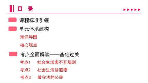 2022年人教版道德与法治中考总复习第一部分教材梳理八年级上册 第二单元遵守社会规则