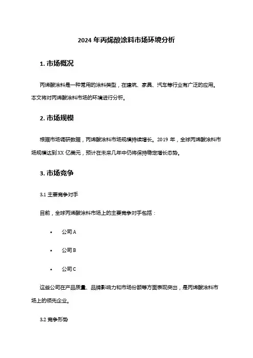 2024年丙烯酸涂料市场环境分析