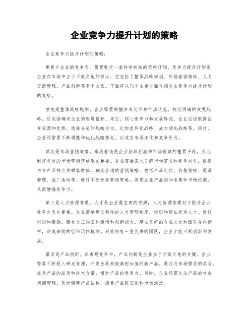 企业竞争力提升计划的策略