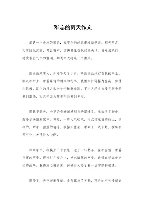 难忘的雨天作文