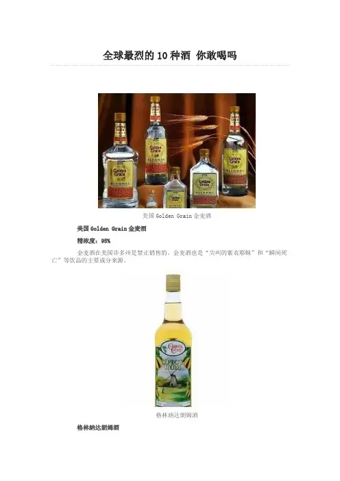 全球最烈的10种酒 你敢喝吗
