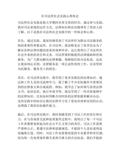 在司法所社会实践心得体会