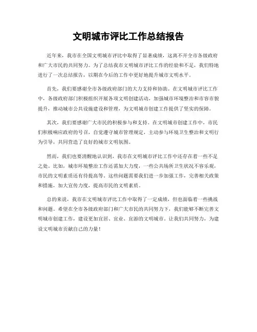 文明城市评比工作总结报告