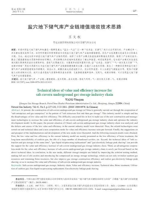 盐穴地下储气库产业链增值增效技术思路