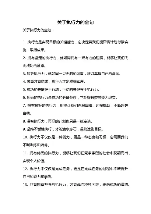 关于执行力的金句