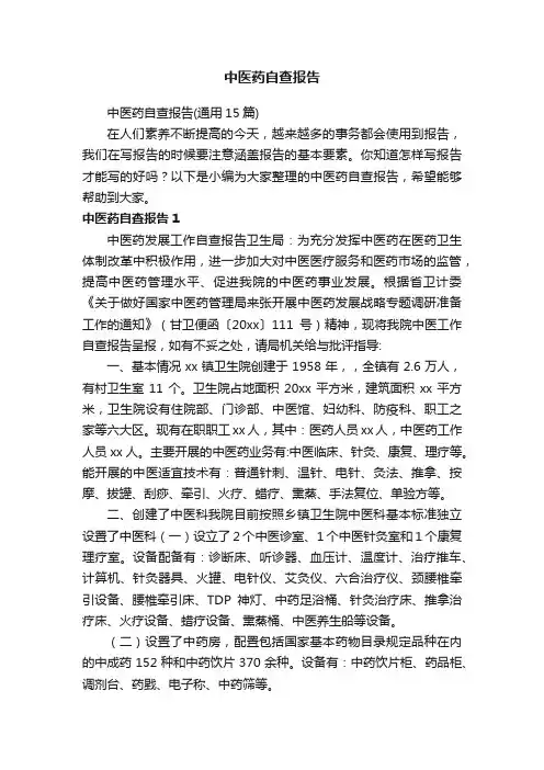 中医药自查报告