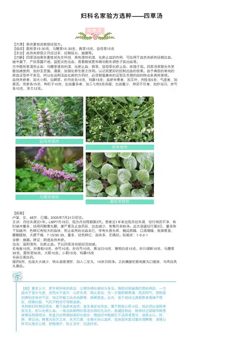 妇科名家验方选粹——四草汤