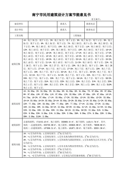 南宁市民用建筑设计方案节能意见书(汇总)