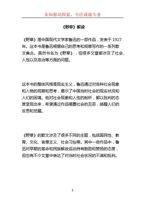 《野草》解读
