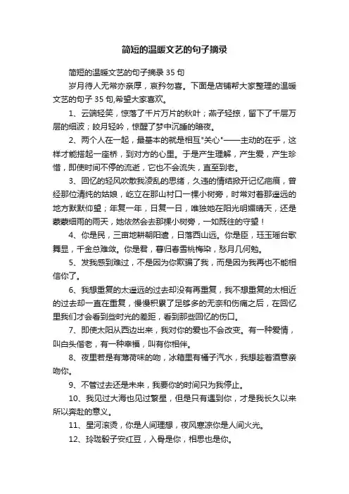简短的温暖文艺的句子摘录