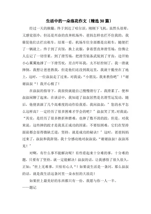 生活中的一朵浪花作文精选
