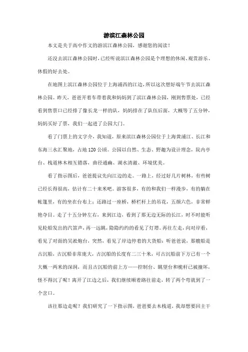 游滨江森林公园_高中作文
