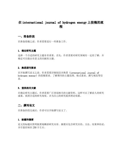 在international journal of hydrogen energy上投稿的流程