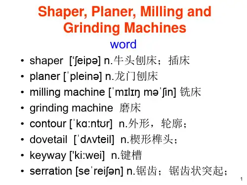 机械设计制造及其自动化专业英语_Unit 07 Shaper Planer Milling and Grinding Machines