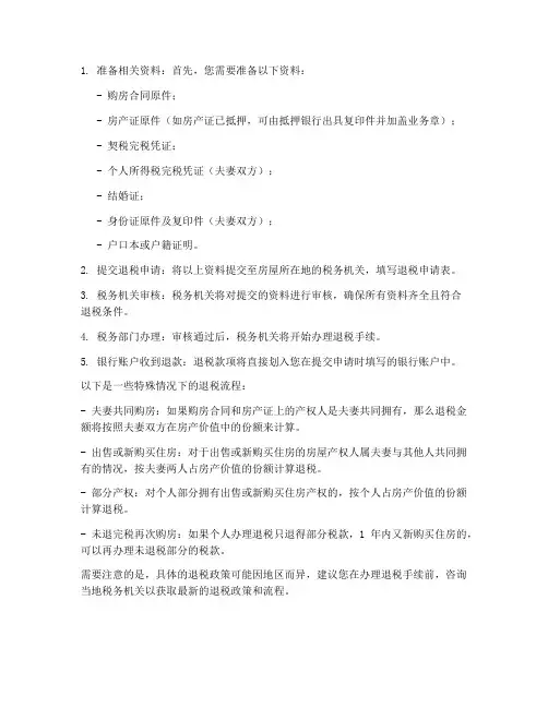 购房合同办理退税手续流程