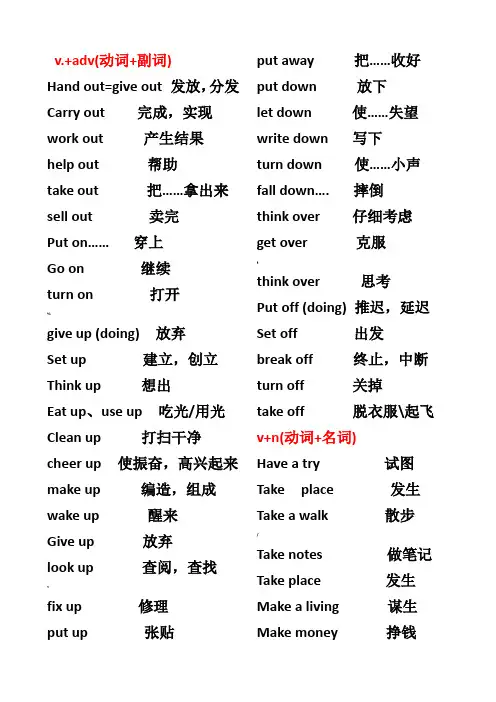 初中动词短语汇总