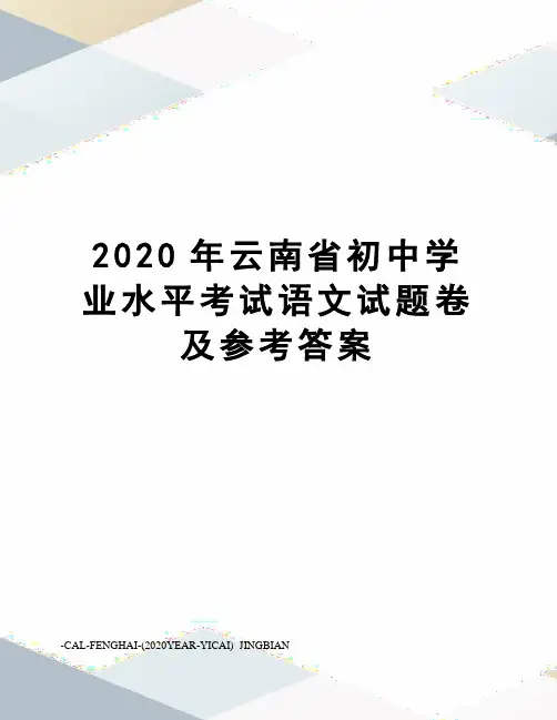 2020年云南省初中学业水平考试语文试题卷及参考答案