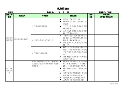 流程检查表(门诊部)