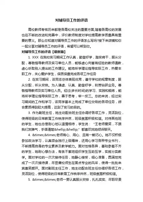 对辅导员工作的评语