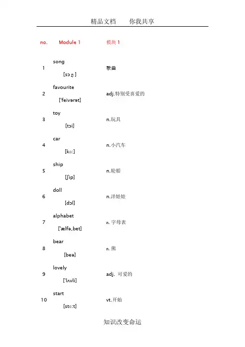 小学三年级英语单词表