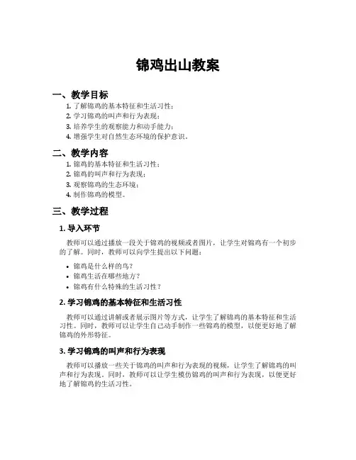 锦鸡出山教案