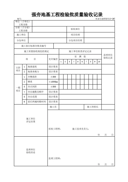 强夯地基工程检验批质量验收记录